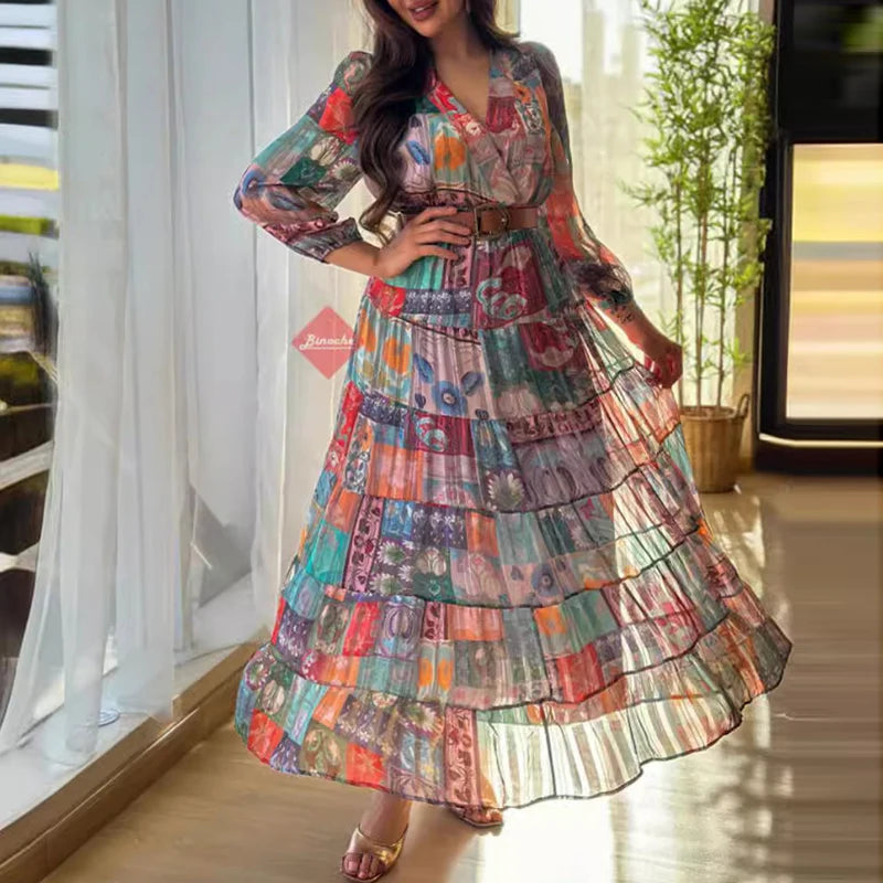 LaVieBelle Elegante Lange Mouwen Bohemien Feestjurk