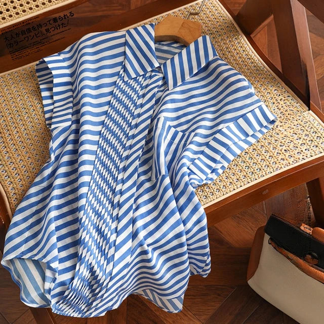 Zomer Chic Shirt Streep Vintage Blouse