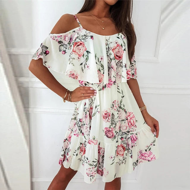 Bloemige Chiffon Jurk voor Vrouwen 2024 Zomer