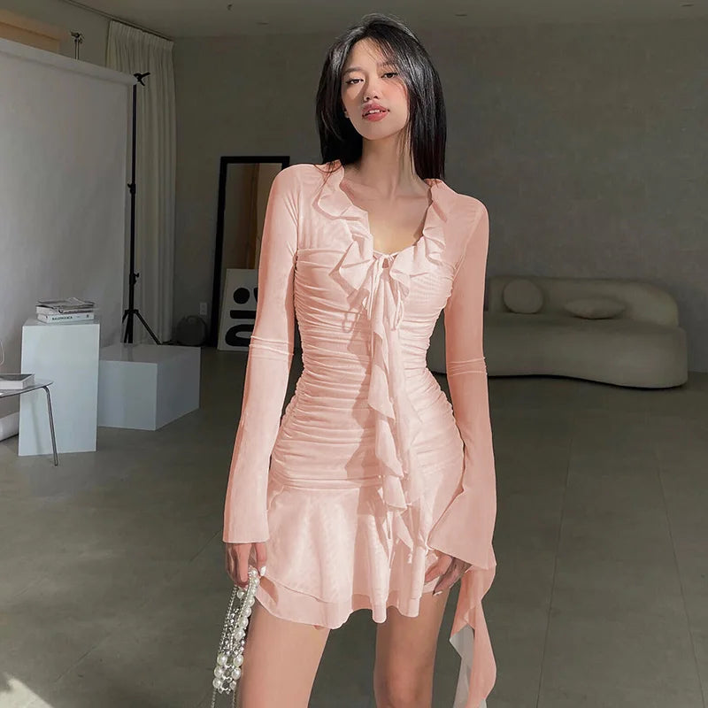 Elegante Mesh Geplisseerde Damesjurk