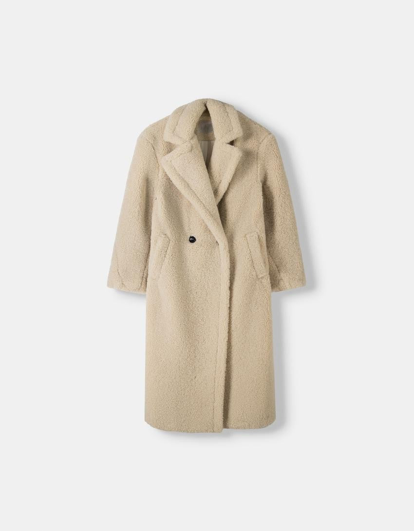 Christina | Twee-rij Teddy-jas met knoopplacket in extra grootte