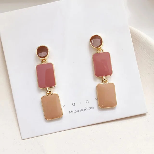 Contrast Color Drop Earrings