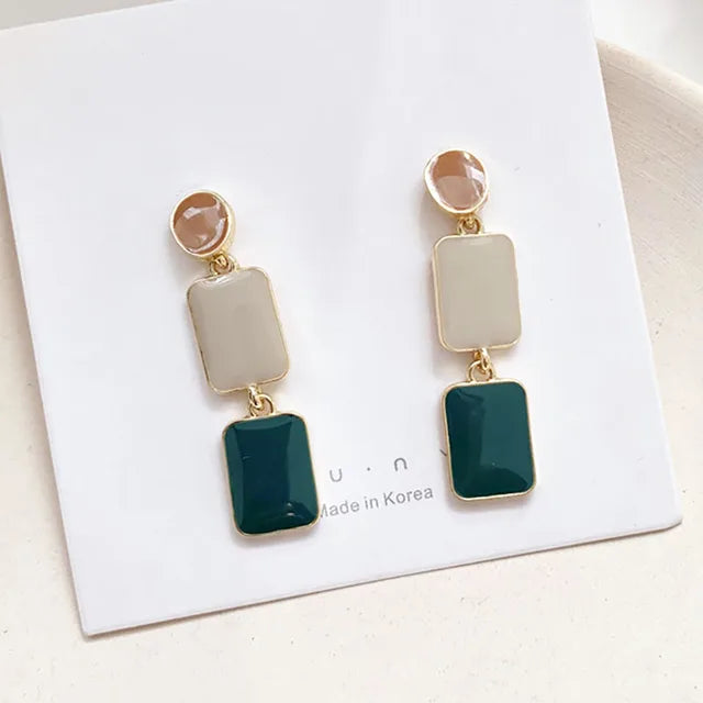 Contrast Color Drop Earrings