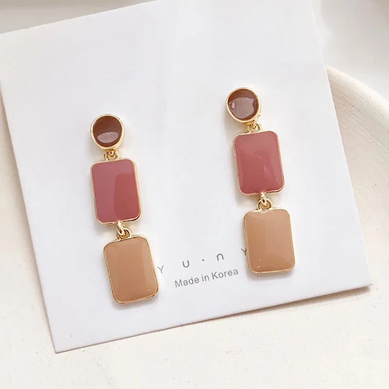 Contrast Color Drop Earrings