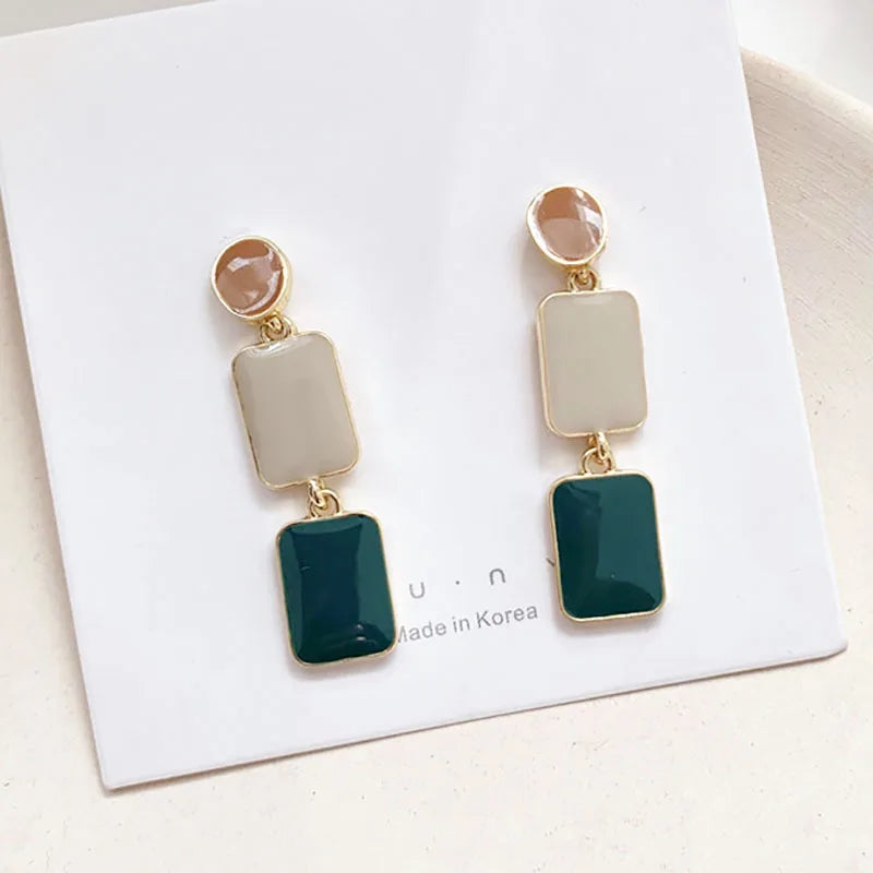 Contrast Color Drop Earrings