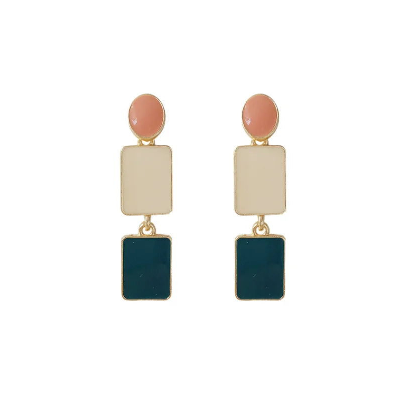 Contrast Color Drop Earrings