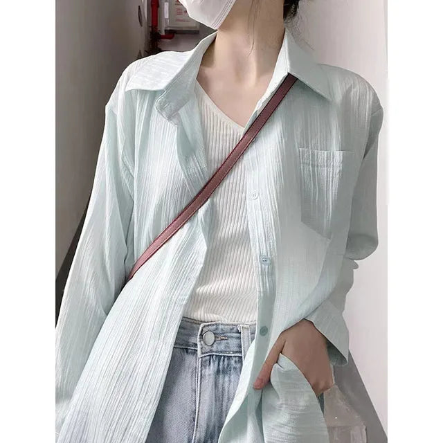 Camicetta protettiva estiva in cotone-lino di moda SunGlow