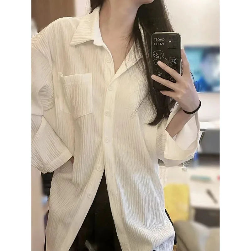 Zomerse katoen-linnen beschermende blouse van SunGlow mode