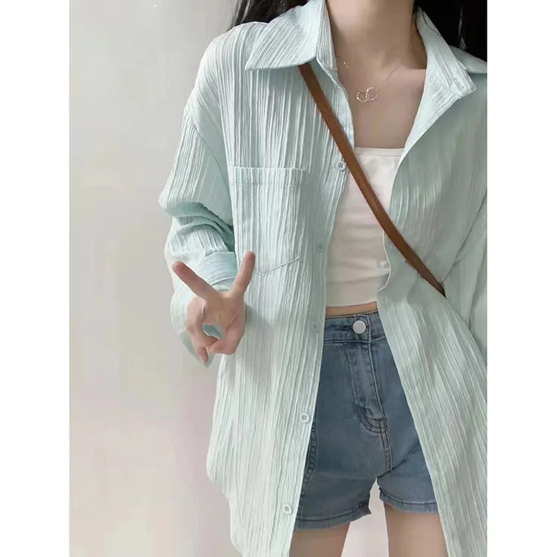 Zomerse katoen-linnen beschermende blouse van SunGlow mode