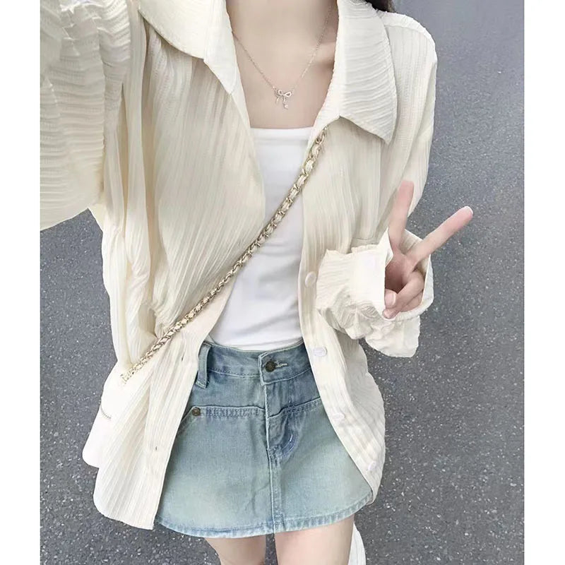 Zomerse katoen-linnen beschermende blouse van SunGlow mode
