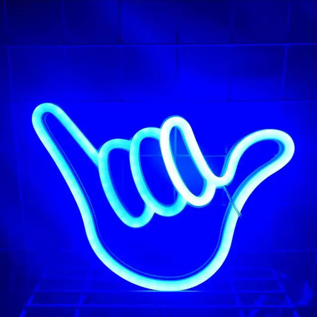 Creativa lampada da parete LED al neon Mano della pace