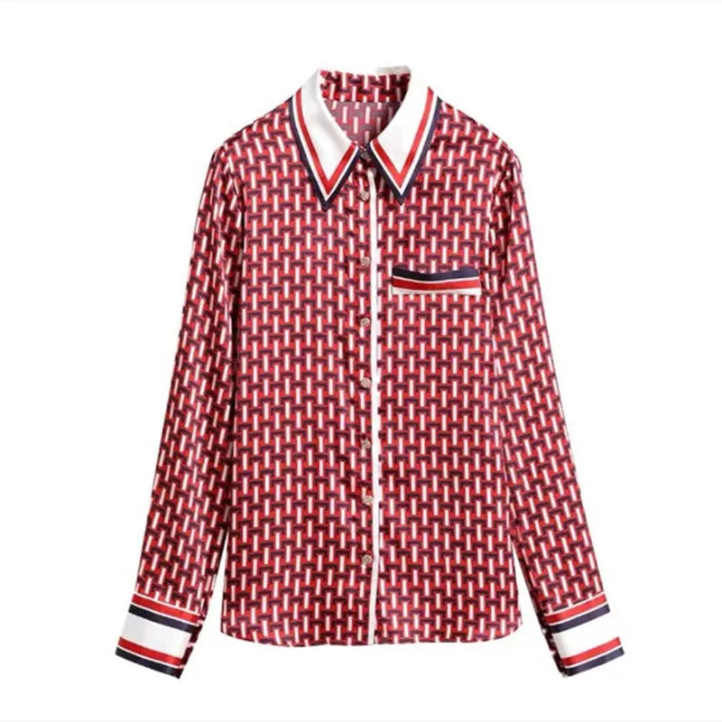 Camicia larga patchwork a righe lente e estate per donne