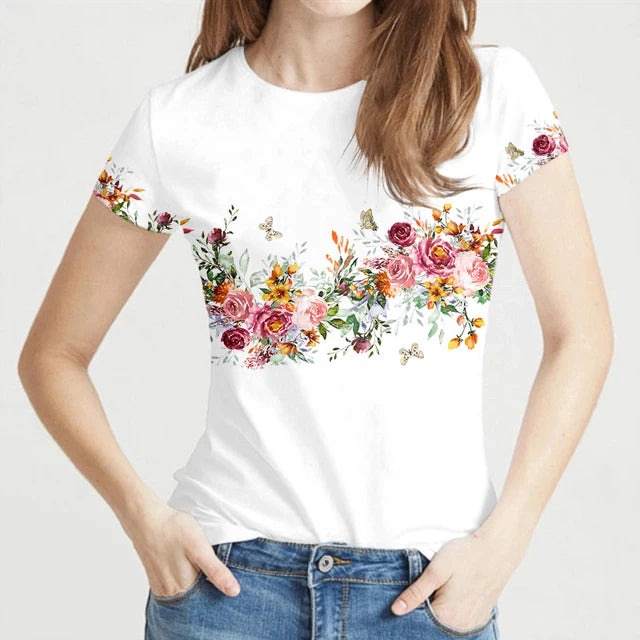 Bloemencottage Maglietta grafica con fiori estivi rigogliosi
