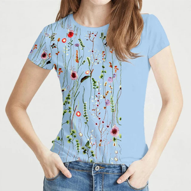 Bloemencottage Maglietta grafica con fiori estivi rigogliosi