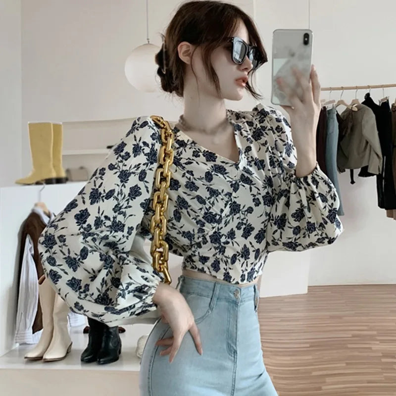 Seductive Floral Print Blouse