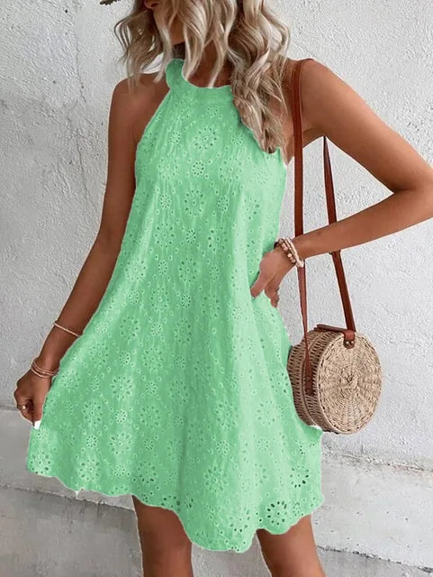 Dames Elegante Zomer Mini-Jurk Wit Mouwloos feestjurk