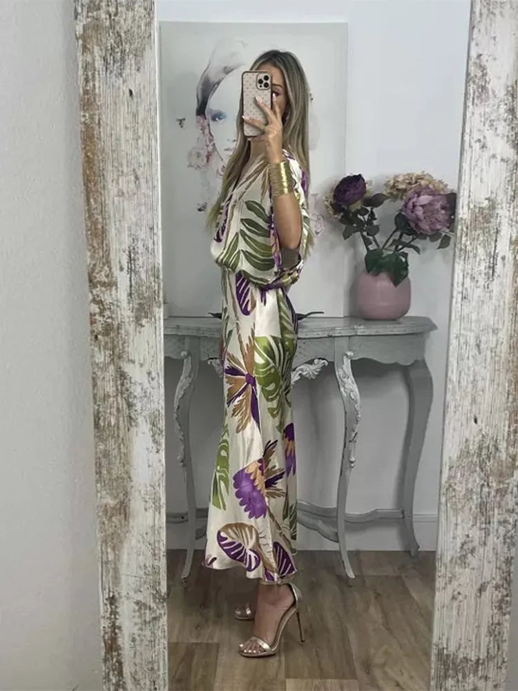 FloraModa Summer Chiffon Print Two-piece Set