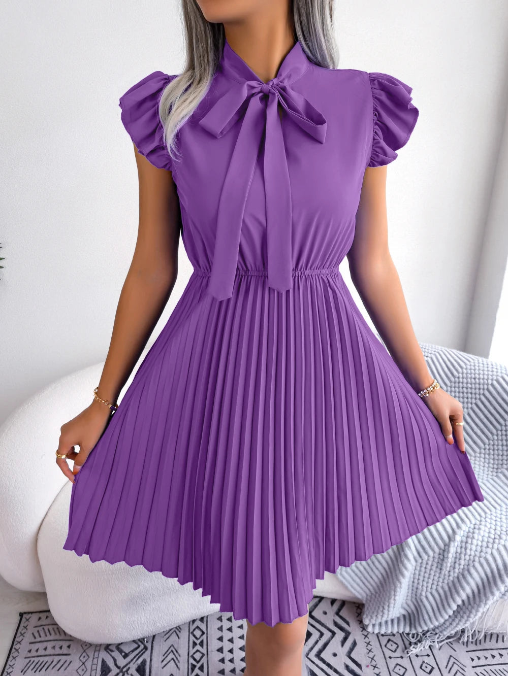 Zomerse Bowknot Pleated Jurk door ModeGlam