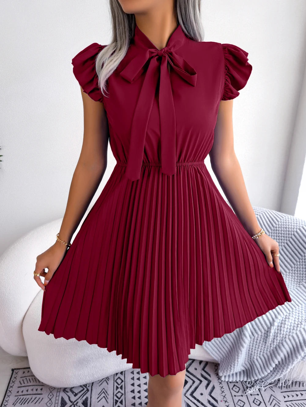 Zomerse Bowknot Pleated Jurk door ModeGlam