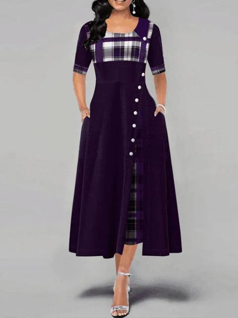 ModePracht Kariertes Vintage Maxikleid für Damen