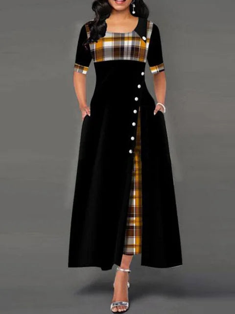 ModePracht Kariertes Vintage Maxikleid für Damen