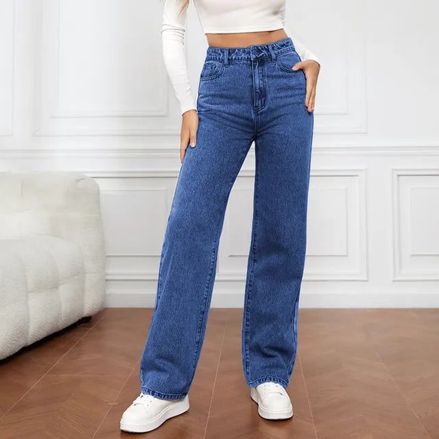 RetroChic Jeans Vintage a Vita Alta a Gamba Larga