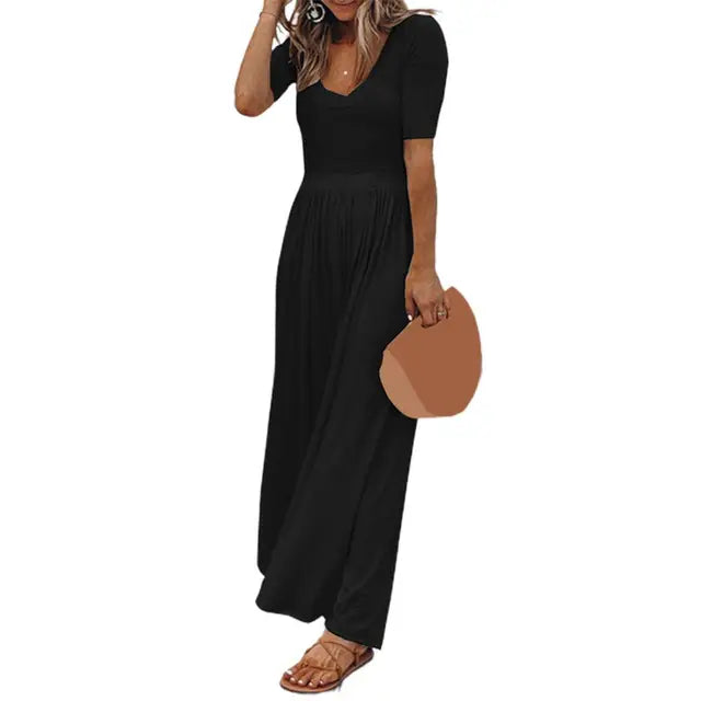 Tuta elegante estiva da donna con pantaloni larghi