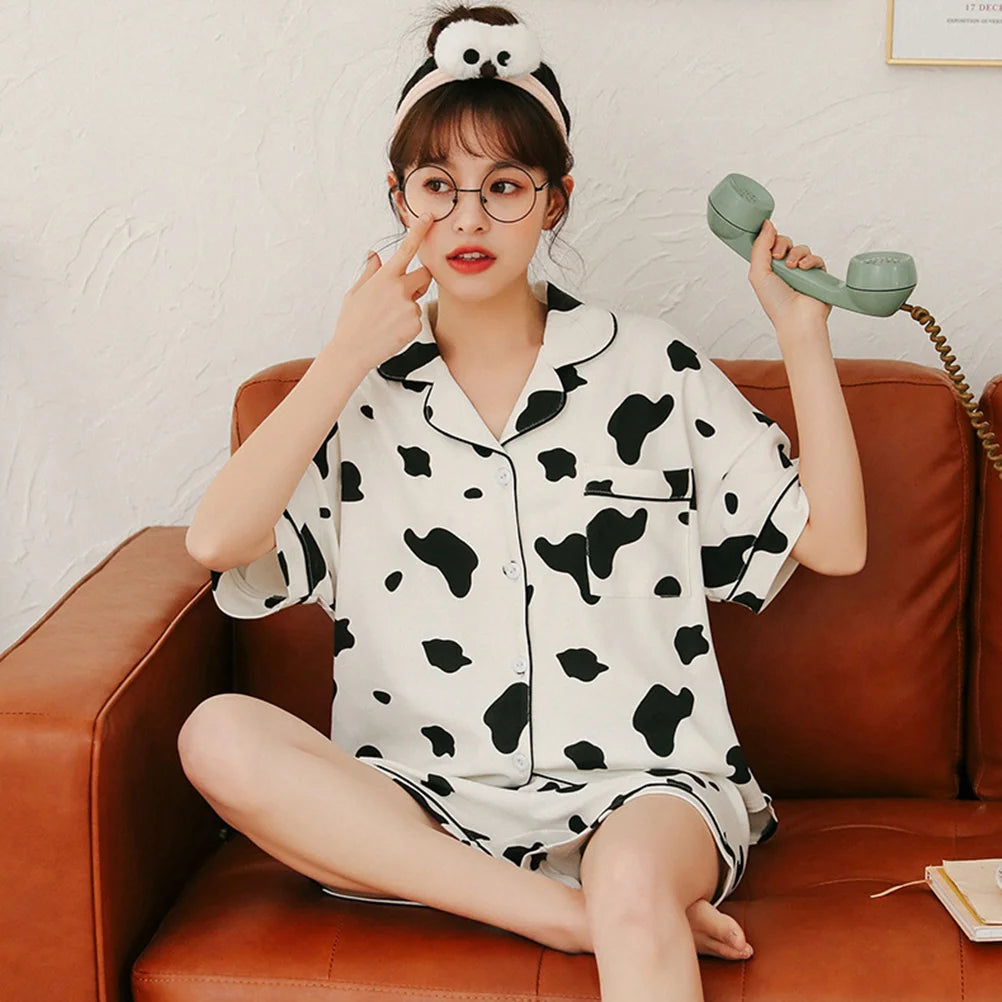 Celestia Zomerse Koeienprint Pyjama Set