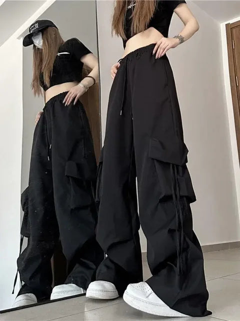 Damen Hohe Taille Weite Cargo Sporthosen