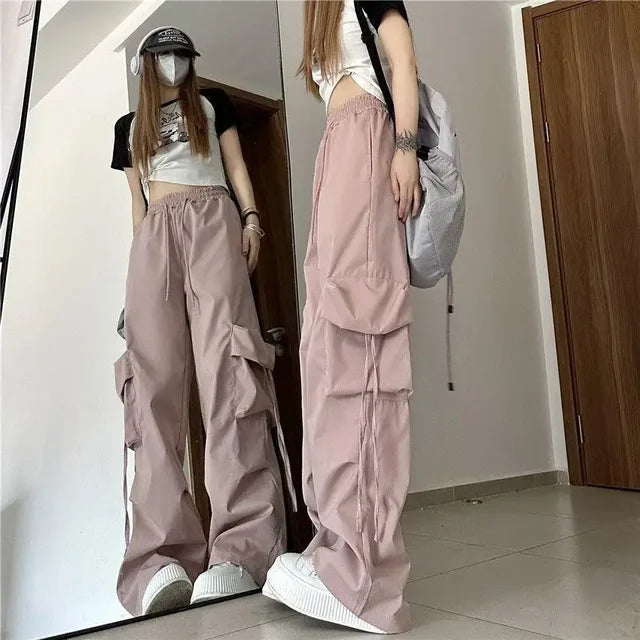 Damen Hohe Taille Weite Cargo Sporthosen