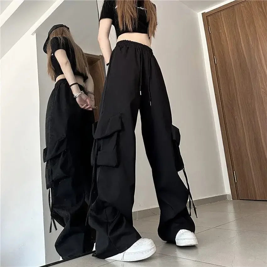Women's High Waist Wide Cargo Sports Pants