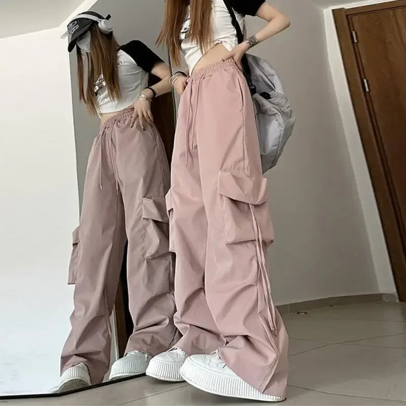 Women's High Waist Wide Cargo Sports Pants