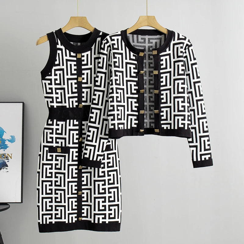 Floriza Gebreide Sweater en Jurk Set