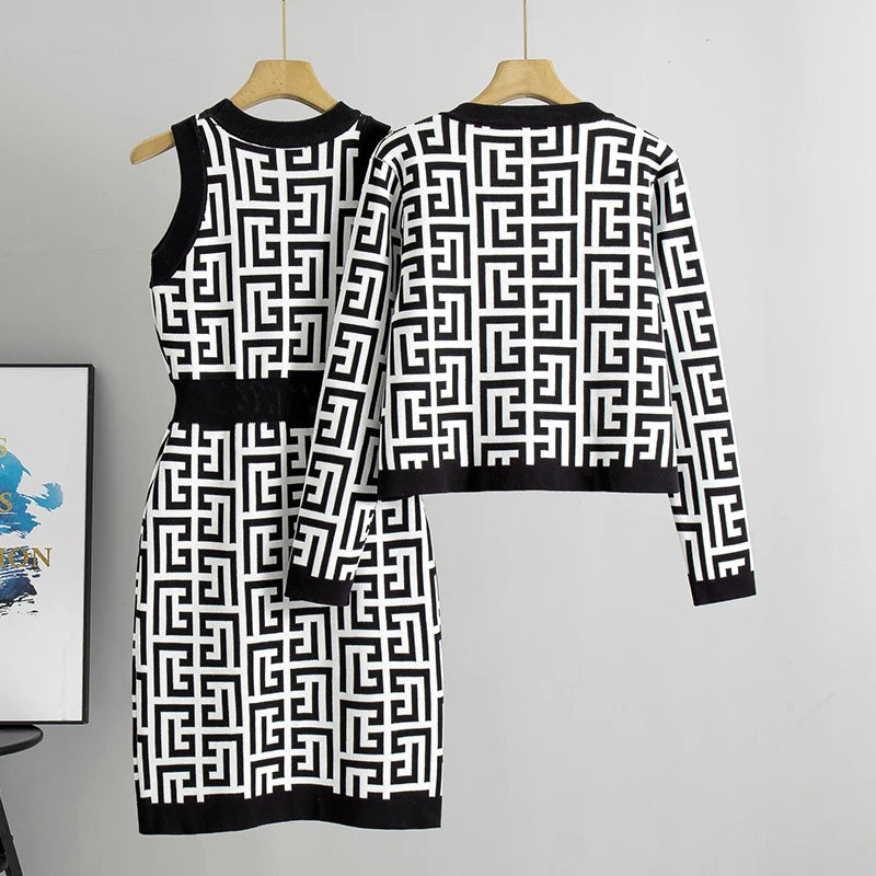 Floriza Gebreide Sweater en Jurk Set