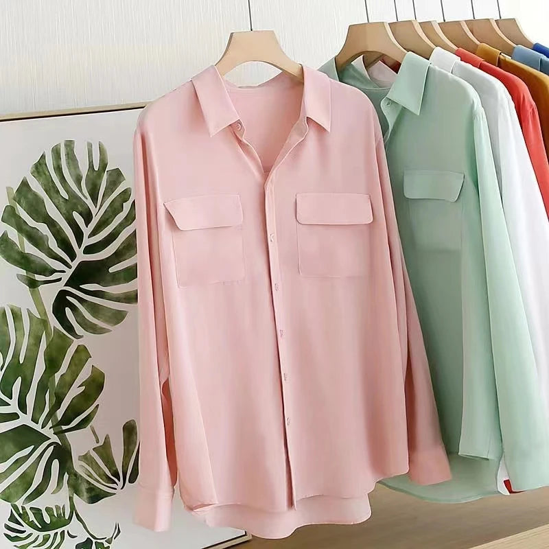 LunaChic Camicia a maniche lunghe rosa donna