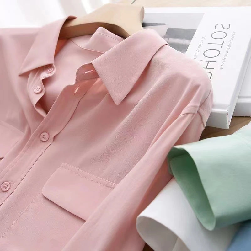 LunaChic Camicia a maniche lunghe rosa donna