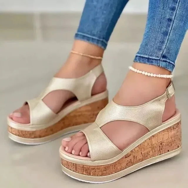 Zomerse Plateauzool Sandalen Met Hoge Hakken