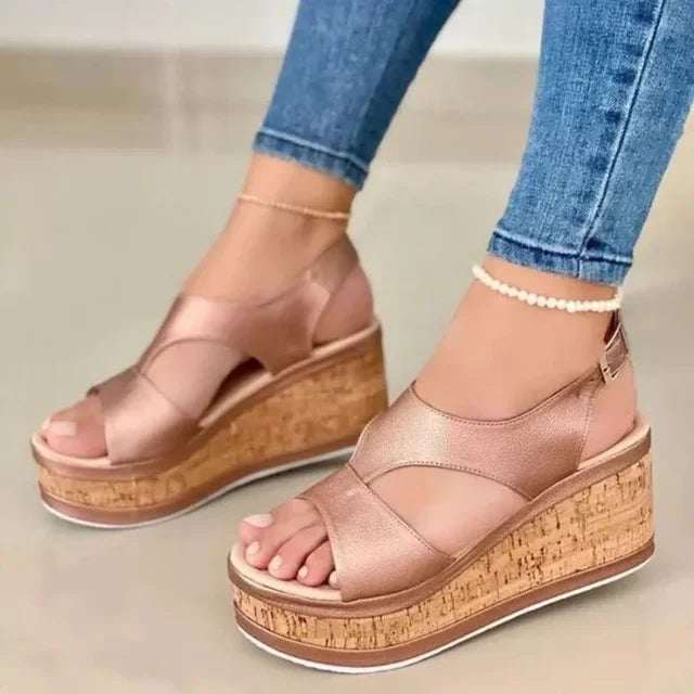 Zomerse Plateauzool Sandalen Met Hoge Hakken