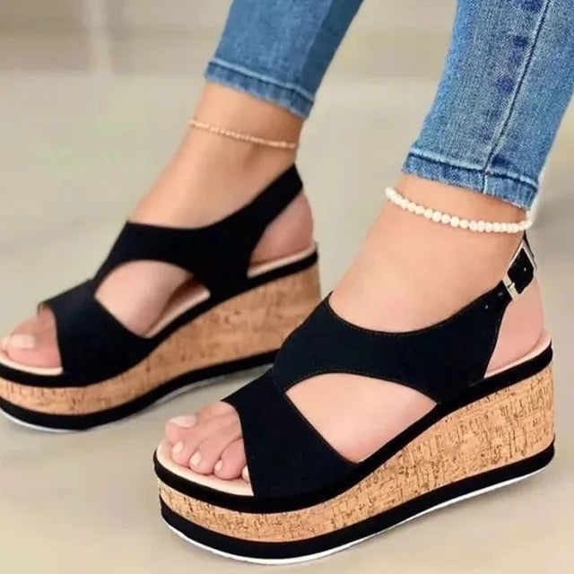 Zomerse Plateauzool Sandalen Met Hoge Hakken