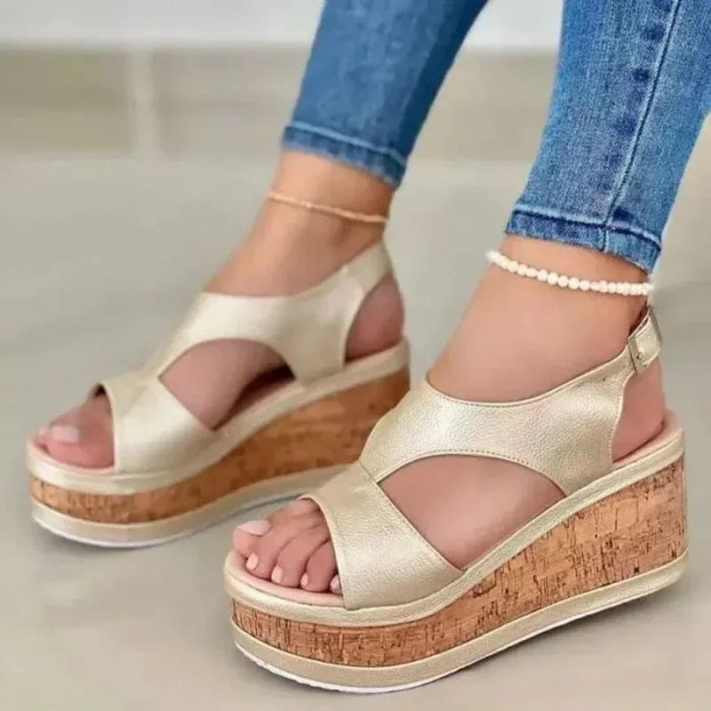 Zomerse Plateauzool Sandalen Met Hoge Hakken