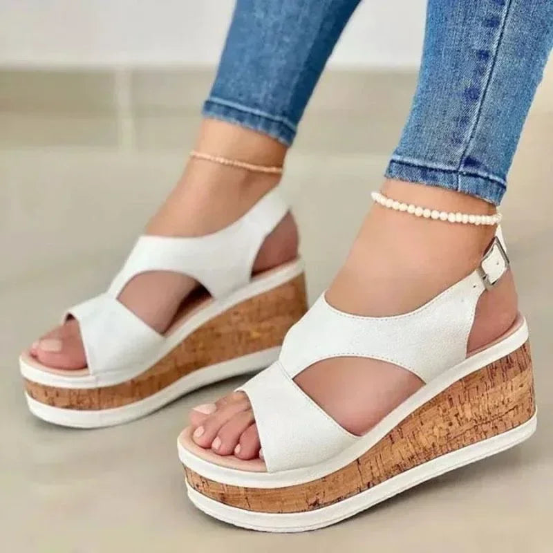Zomerse Plateauzool Sandalen Met Hoge Hakken