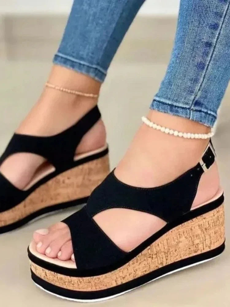 Zomerse Plateauzool Sandalen Met Hoge Hakken