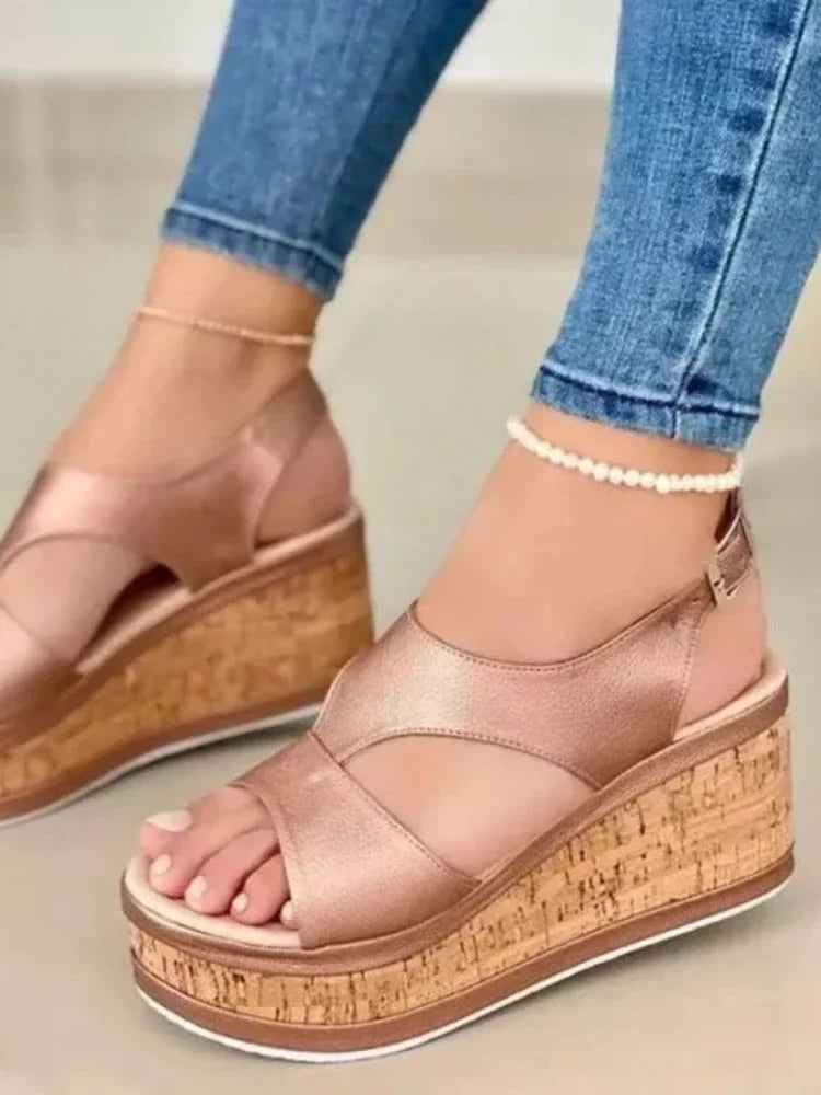 Zomerse Plateauzool Sandalen Met Hoge Hakken