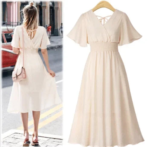 Zomerse Pracht V-hals Chiffon Jurk