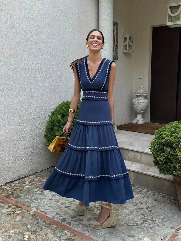 Chique Vintage Zomerjurk met Franjes en Ruches