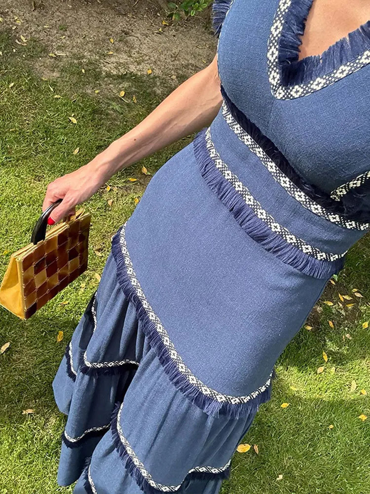 Chique Vintage Zomerjurk met Franjes en Ruches