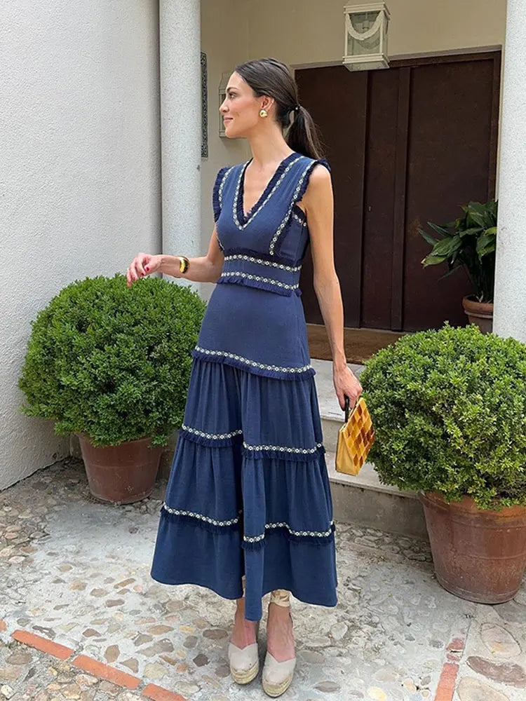 Chique Vintage Zomerjurk met Franjes en Ruches