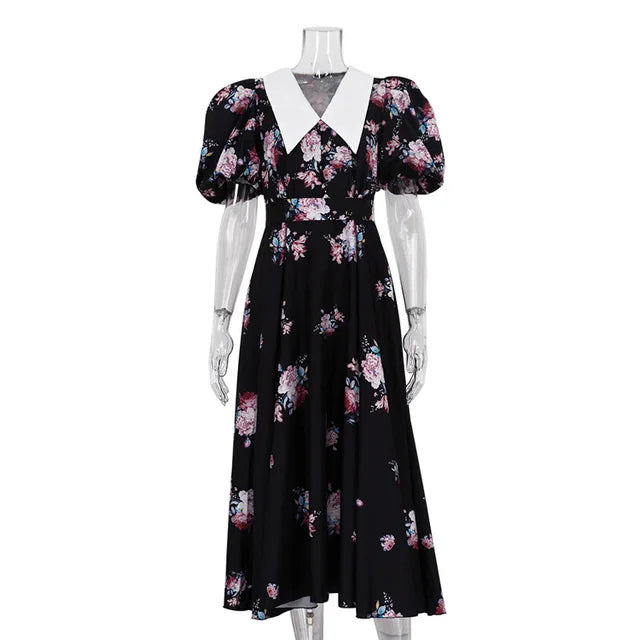 Enchanting Garden Style Floral Print Party Dress