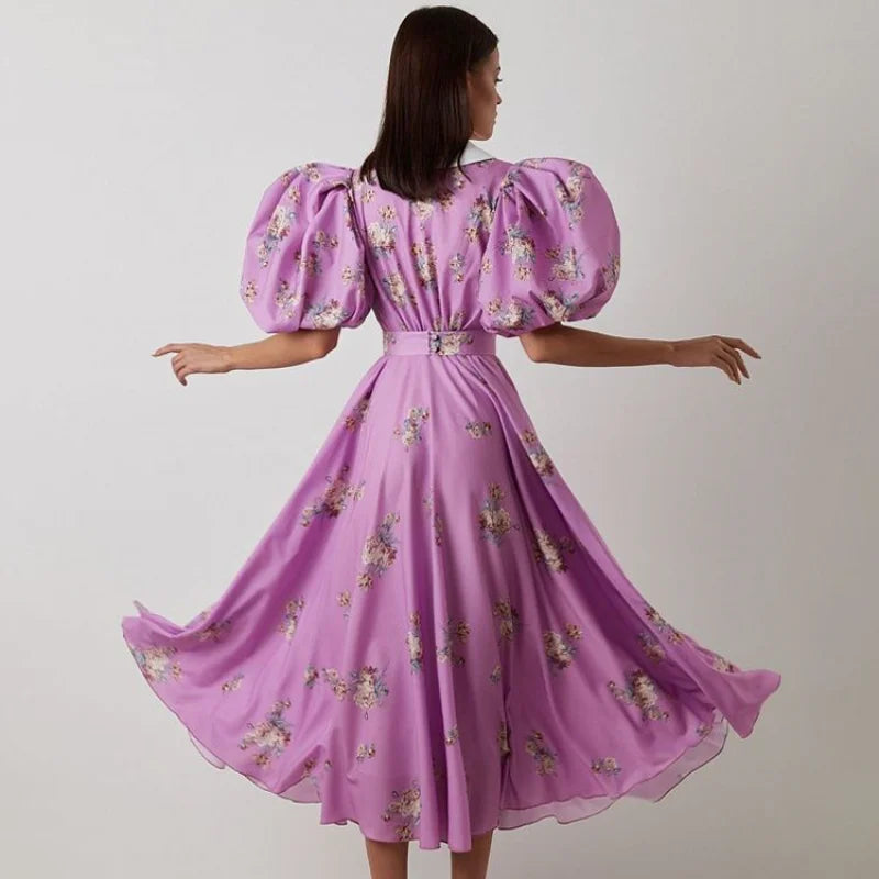 Enchanting Garden Style Floral Print Party Dress