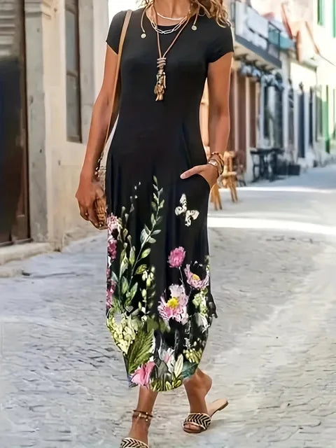 Sommermode Bedrucktes Taschenkleid - Stilvoll und Bequem